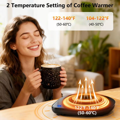 Coffee Cup Warmer with Mug Set: 2025 Upgraded Gifts for Christmas,Thanksgiving Cup Warmer with Temperature Setting and Auto Shut Off for Coffee Lover - Coffee Mug Warmer for Desk