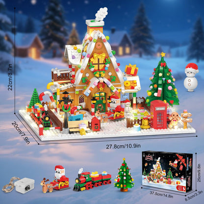 INSOON Advent Calendar 2025 Gingerbread House Mini Building Set with Lights, 24 Days Christmas Countdown Building Block Kit with Xmas Tree Train, Holiday Gift Toy for Adults Teens Girls Boys Ages 10+