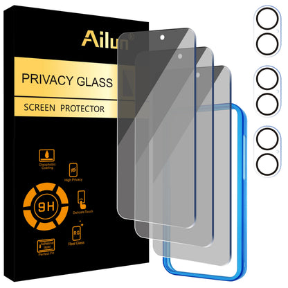 Ailun 2Pack Privacy Screen Protector Compatible for iPhone 14 Pro Max [6.7 inch] + 2 Pack Camera Lens Protector, Anti Spy Private Tempered Glass Film, Case Friendly, [9H Hardness] - HD