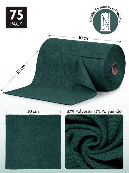 Fantasticlean Microfiber Cleaning Cloth Roll -150 Pack, Tear Away Microfiber Towels, 12" x 12", Reusable, Washable, Ultra Absorbent Dishcloth for Home Supplies, Car, Pet, Kitchen (2 Rolls of Grey)