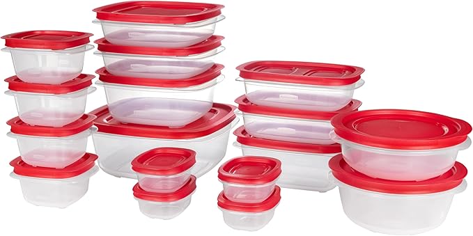 Rubbermaid EasyStore Rectangle, and Round Containers, 34-Piece Set, Food