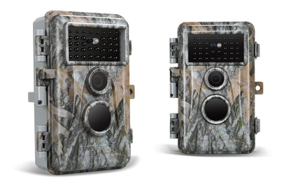 2-Pack Game & Trail Camera, 64MP 1296P H.264 MP4 Video Cam with 940nm No Glow Night Vision Motion Activated IP66 Waterproof for Outdoor Wildlife Monitoring, Yard Security, Animal Observation