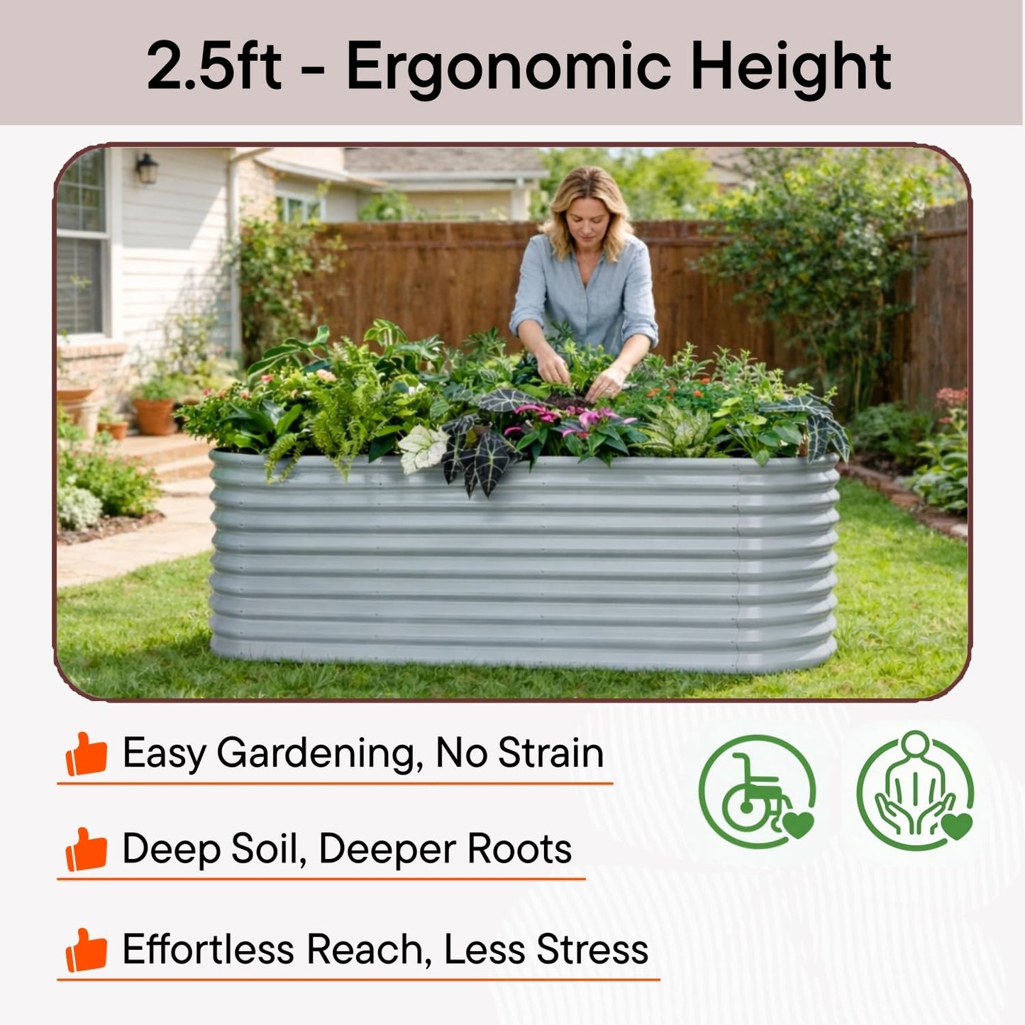 Annoell 30" Extra Tall Galvanized Raised Garden Bed, 6x2x2.5 ft Metal Planters for Outdoor Plants, Heavy Duty Flower Bed Deep Root for Vegetable, Garden Bed Outdoor Large Planter Box - Moss Green