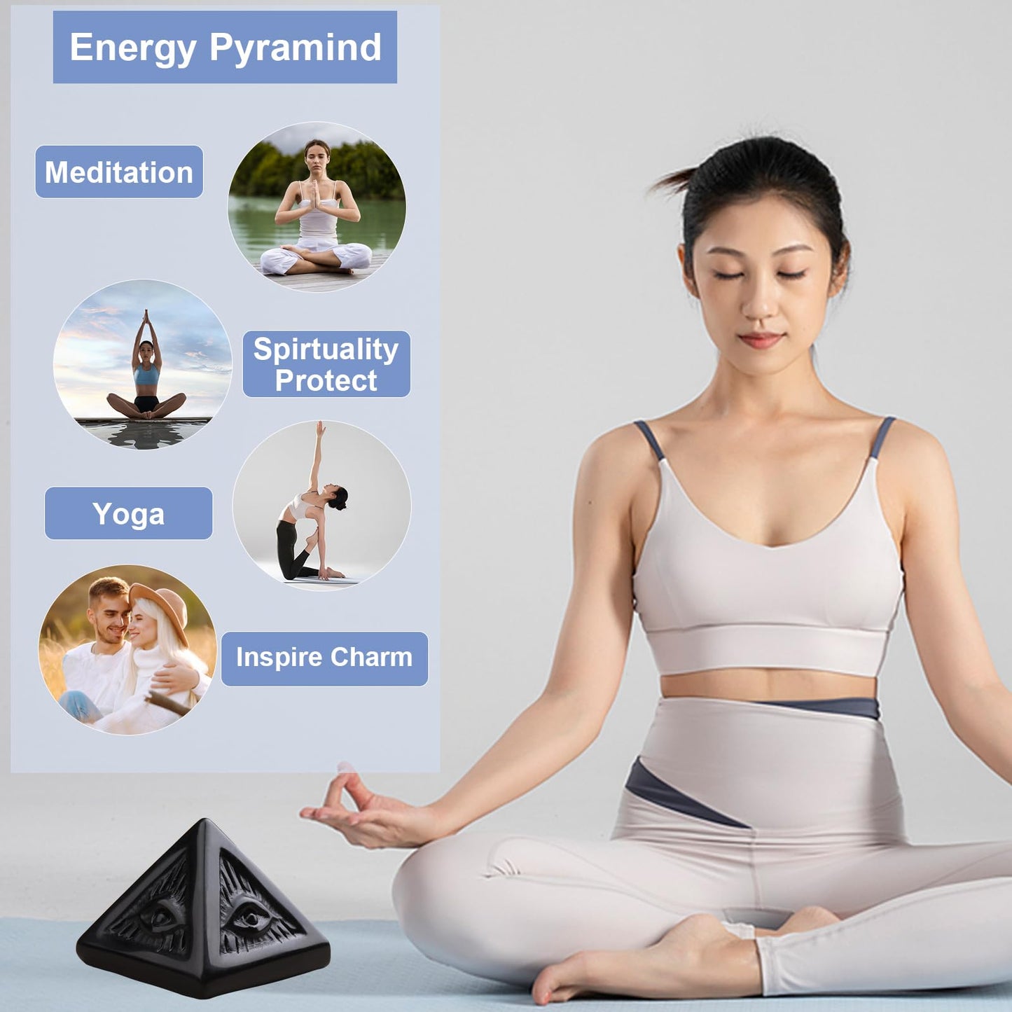Hguxmcu Rose Quartz Pyramid, Natural Stone, Great Gift for Home, Office & Spiritual use. Ideal for Meditation, Reiki, Chakra Balancing & Energy Enhancement.