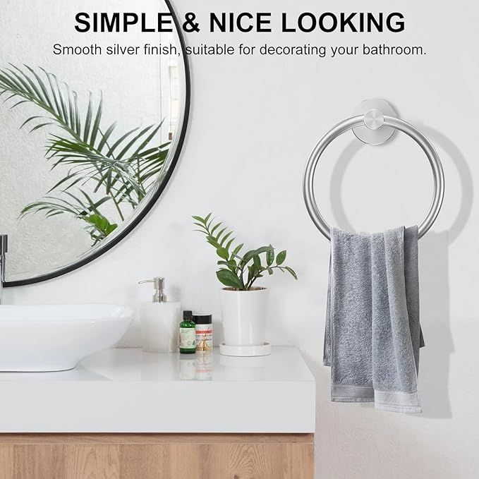 SetSail Towel Holder for Bathroom Wall Silver Towel Ring Stainless Steel Hand