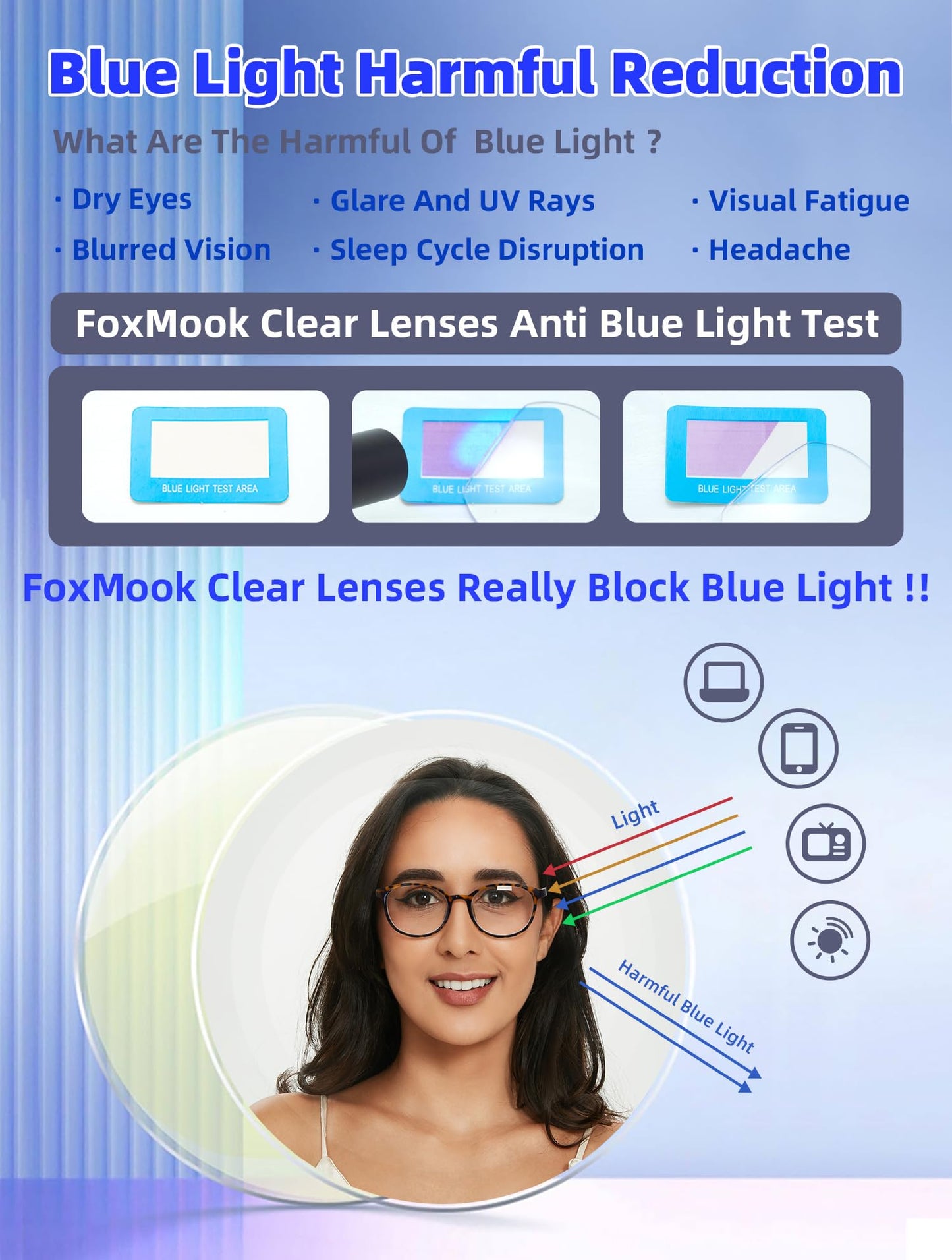 FoxMook 3-Pack Blue Light Blocking Glasses Round Women Men Computer Glasses Anti Eye Strain/UV/Glare Gaming Glasses, Black Brown-Tortoise Gray-Tortoise