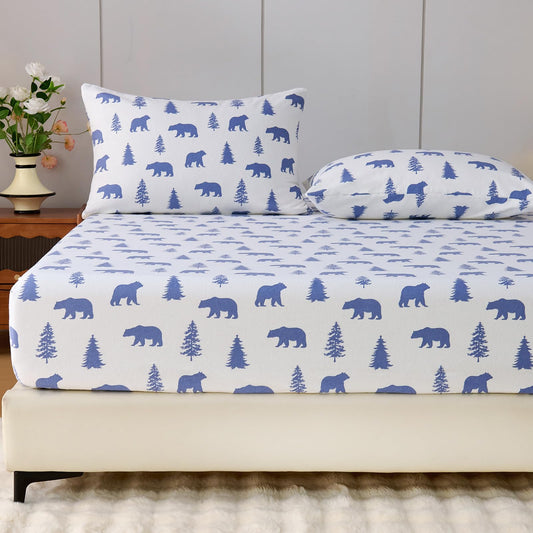 LANYETON 100% Cotton Flannel Fitted Sheet Only, Ultra Soft Cozy Warm Fitted Bottom Sheet for All Season, 16" Deep Pocket, King