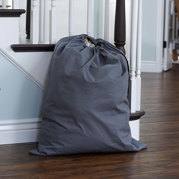 Household Essentials Cotton Laundry Bag, 100% Cotton, Drawstring Top