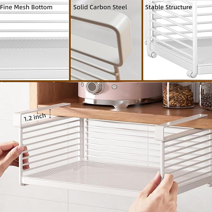 Under Shelf Storage Basket, Metal Wire Slide -in Under Cabinet Organizer