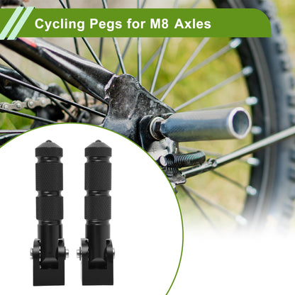 PARSLUCK 1 Pair Aluminum Alloy Anti-Skid Bike Pegs 4.9″ Length Diamond Pattern Bicycle Backseats Stands Cycling Foot Pegs M8 Axles Black