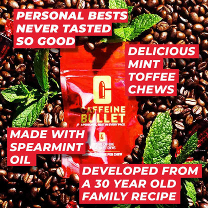 Caffeine Bullet Mint Energy Chews *80 – Faster Boost Than Gels, Tablets and Gum. 100mg per Serving - Sport Science for Running, Cycling, Gaming & Pre Workout Endurance Kick.