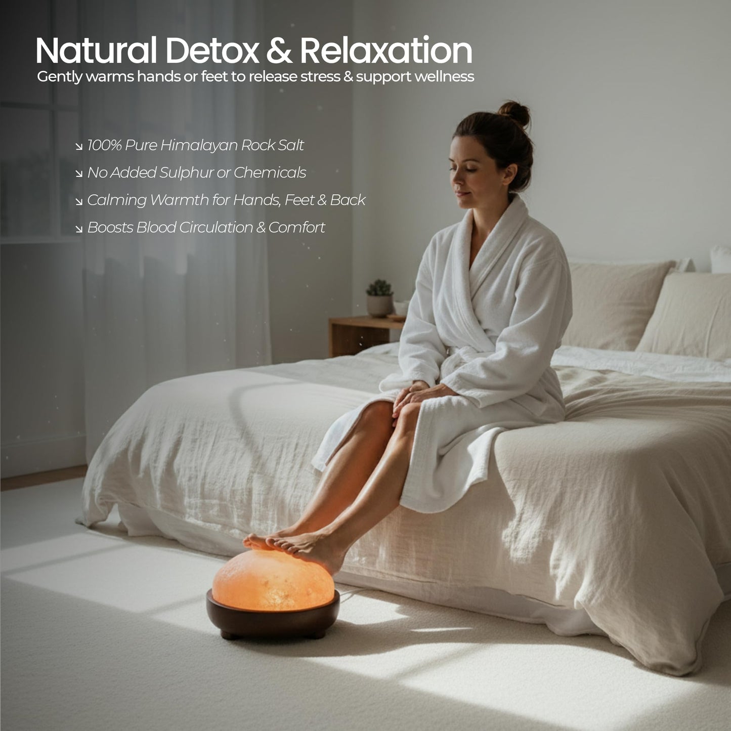 Himalayan Natural Salt Lamp Dome Shape – 8 Inch Detox Lamp for Foot and Hands, with Dimmer Switch, Handcrafted for Relaxation & Wellness