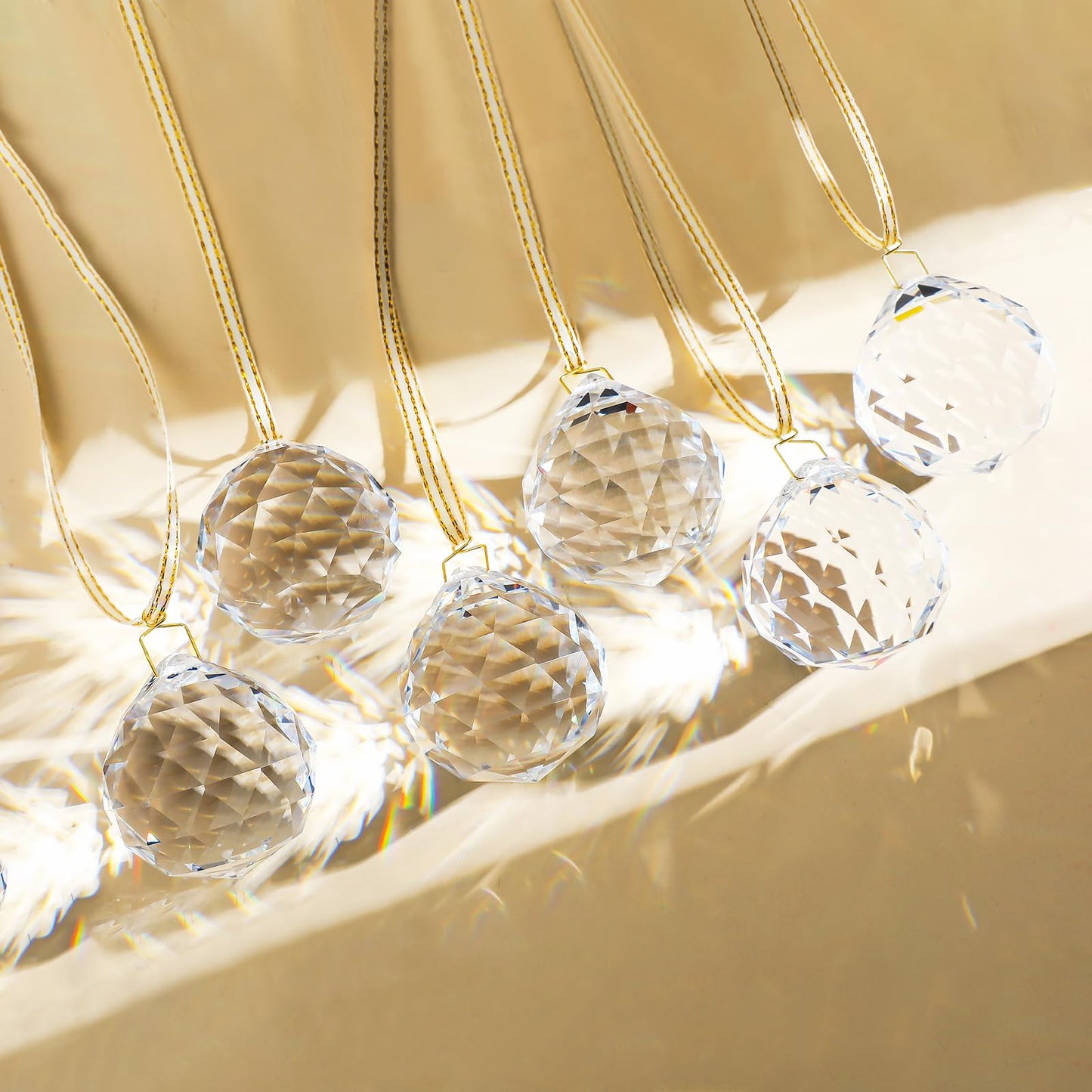 Set 6 Crystal Sun Catcher,Clear Ball Suncatcher Crystals Indoor Window Hanging Christmas Ornaments Rainbow Maker Prisms for Home Garden Decor