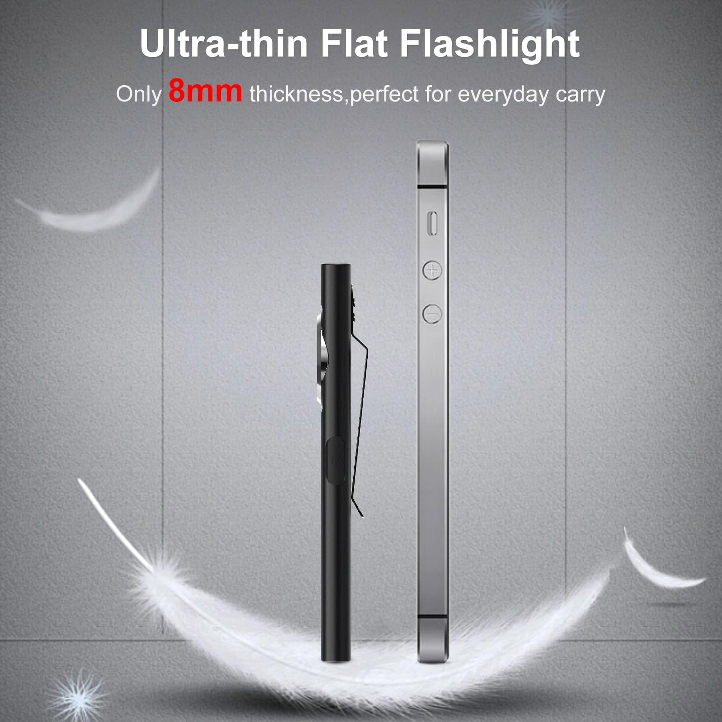 klarus E5 Flat EDC Torch,USB C Rechargeable COB Work Light, 470 Lumens Mini Flashlight with Magnetic Base and Buckle Clip Suitable for Maintenance, Camping, Hiking, Emergency, etc (E5)