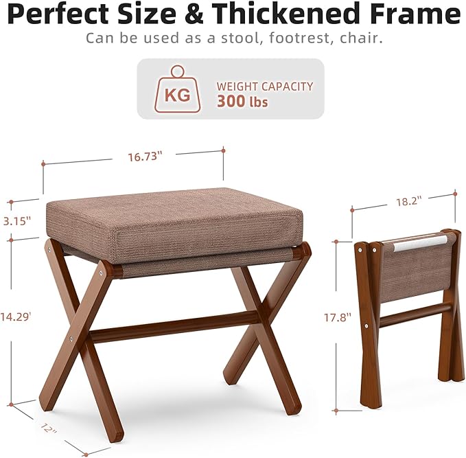 BAMBOOHOMIE Foldable Foot Stool Ottoman, Modern Foot Rest