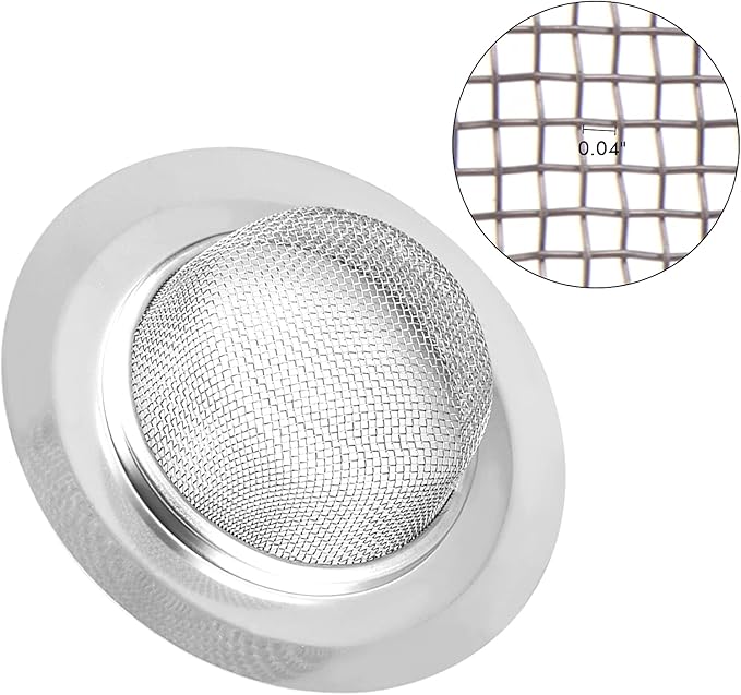 2Pcs Kitchen Sink Strainer, Stainless Steel Mesh Sink Drain Cover, Large Wide