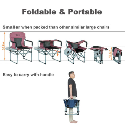 iClimb 1 Light Folding Table and 2 Heavy Duty Compact Folding Chair Bundle for Adults Outdoor Camping Glamping Beach Concert