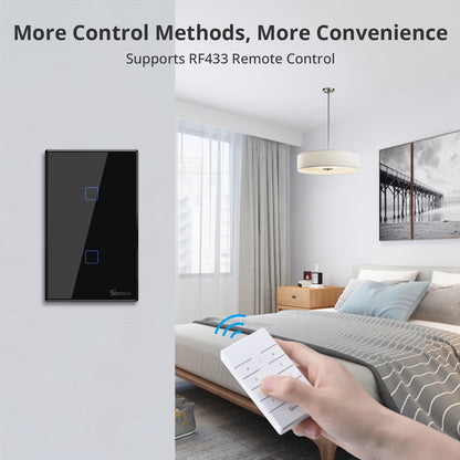 SONOFF Smart Light Switch, 2.4GHz WiFi Touch Smart Wall Switch for Lights, Works with Alexa and Google Home, Neutral Wire Required Interruptor Inteligente, 1 Gang 1 Way TX T2