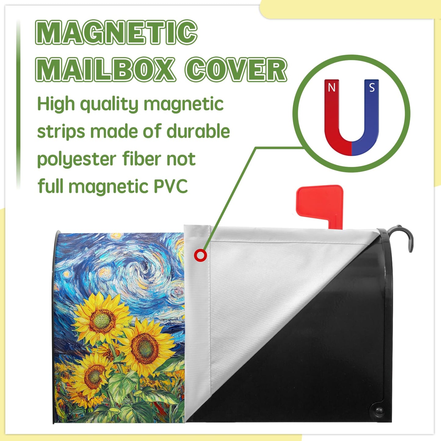 Sunflower Mailbox Cover Summer Mailbox Covers Magnetic Standard Size 21x18 inch Floral Mail Box Wrap Spring Post Letter Box Cover Decorations for Outside Garden Yard