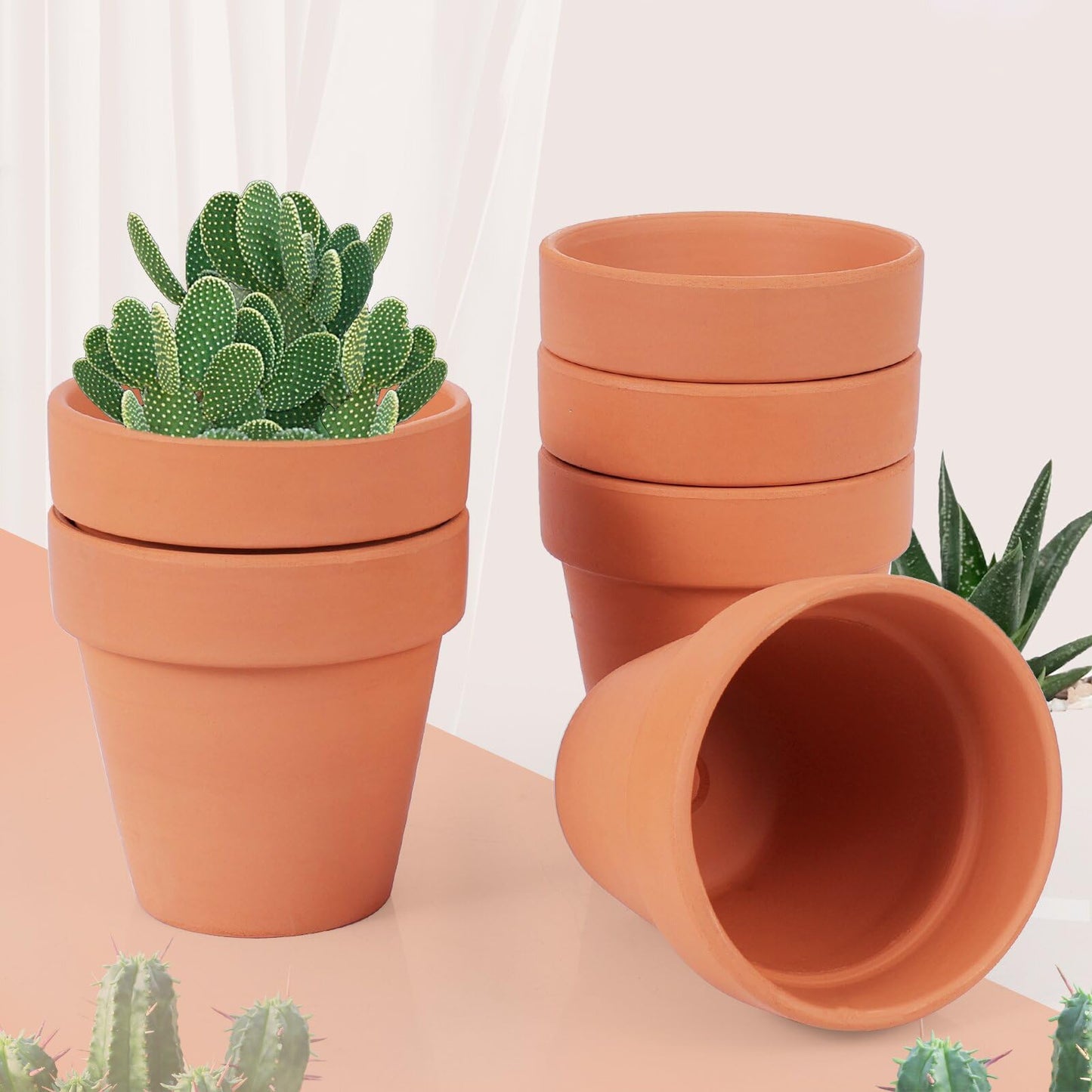 CUZZME 26 Pack Terra Cotta, 3inch Small Clay Flowerpots with Drainage Hole, Terracotta Pot for Indoor Outdoor Plant, Great for Plants, DIY Crafts