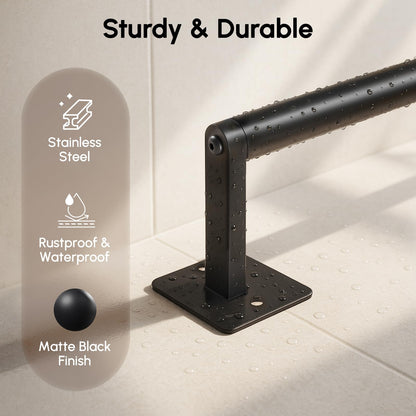 USHOWER Matte Black Towel Bar, 24 Inch Towel Racks for Bathroom Wall Mounted, Heavy Duty Stainless Steel Towel Holder, Easy Installation (Total Length 26 Inch)