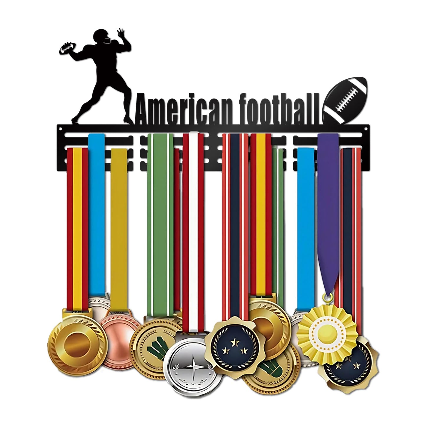 Resama Fashion Medal Hanger Holder Display Wall Rack Frame Shelf-Black Metal Medal Hanger Awards Ribbon Cheer,Gymnastics,American Football Easy to Install