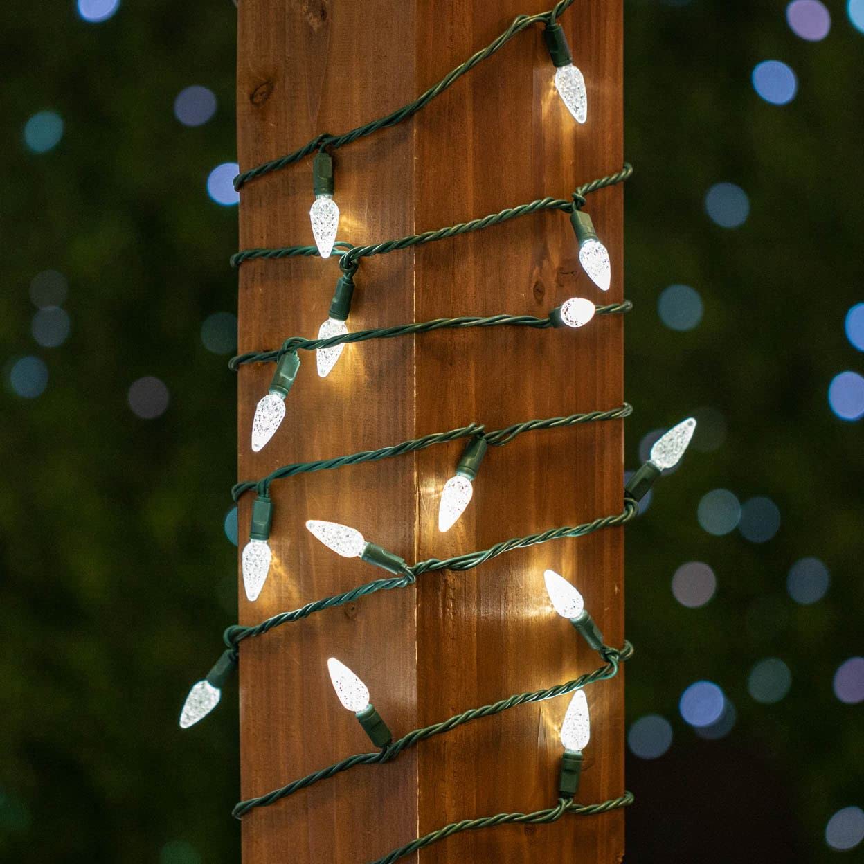 Novelty Lights 24FT 70 LED C6 Christmas String Lights, Outdoor Commercial Grade Tree Decorations, Permanent LED Lights (Pure White)
