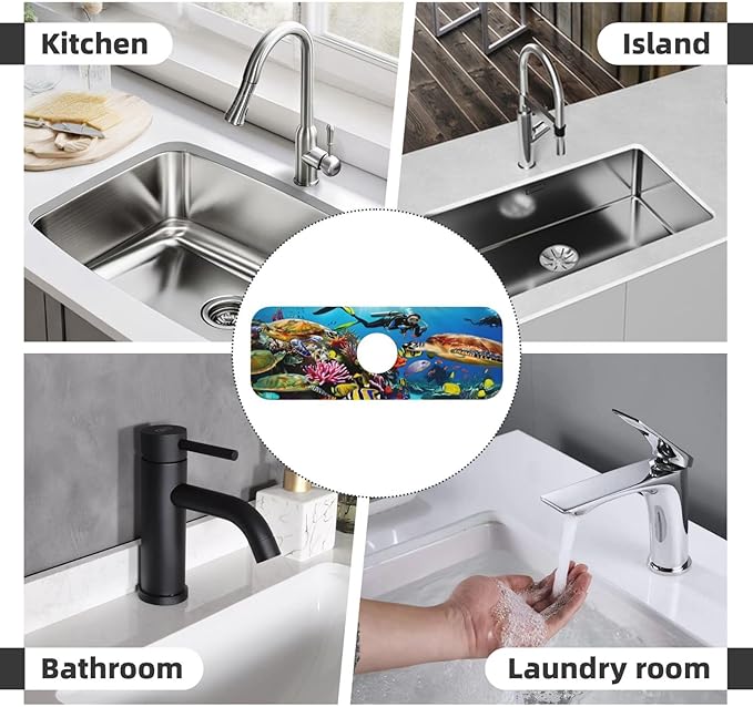 Marine turtle Kitchen sink faucet pad, strong water absorption, anti slip