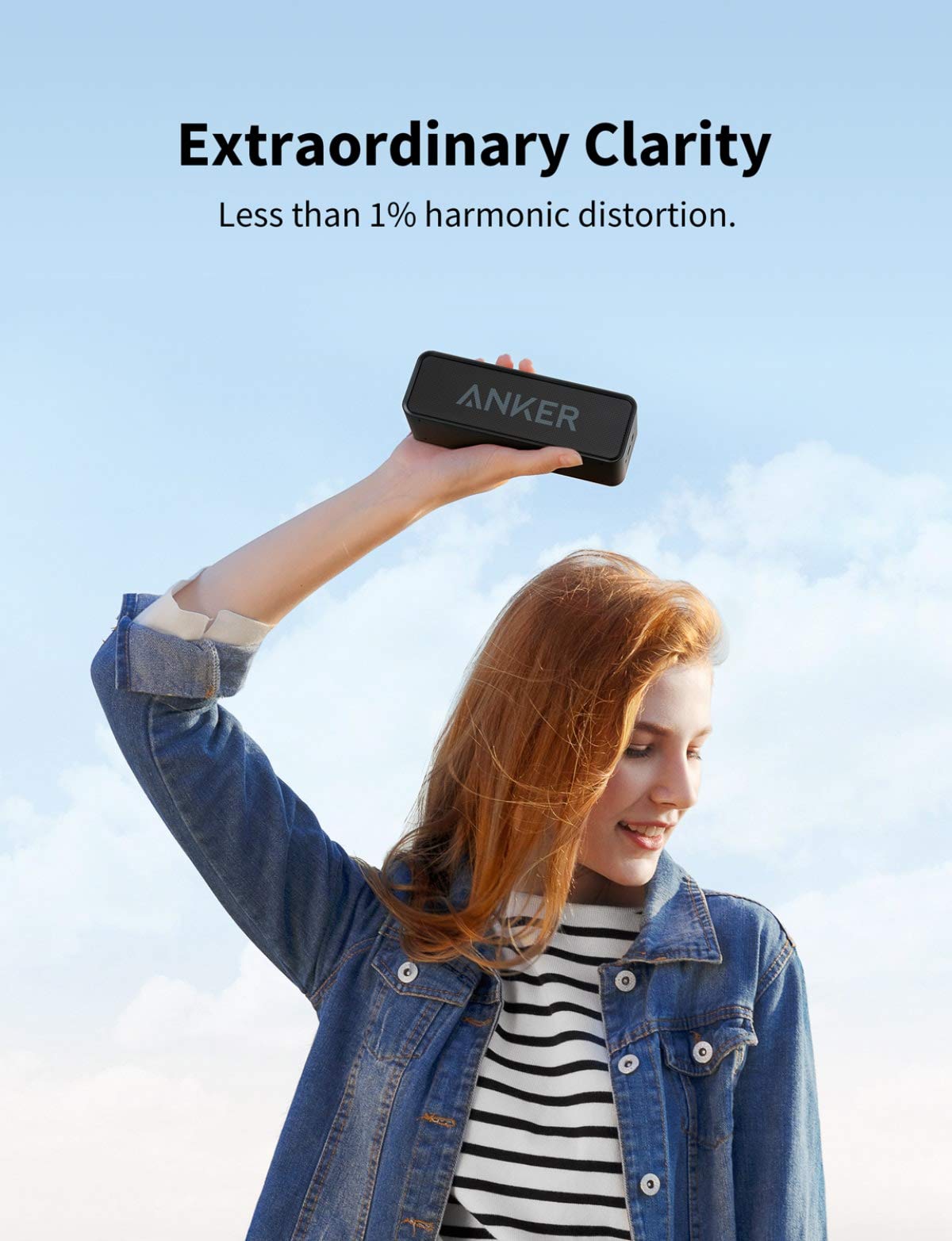 Anker Soundcore Bluetooth Speaker Upgraded Version with 24H Playtime, IPX5 Waterproof, Stereo Sound, 66ft Bluetooth Range, Built-In Mic, Portable Wireless Speaker for iPhone Samsung