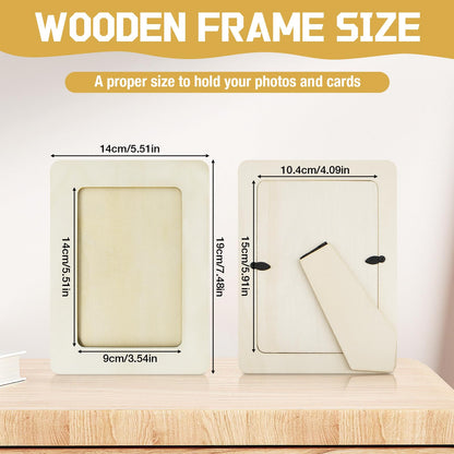 Soleeya 32 Pcs Wooden Picture Frames for Crafts, Bulk Unfinished DIY Wood Craft for 4" x 6" Photos Frame for Wedding Birthday Graduation Party Decor