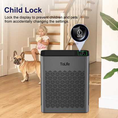 Tolife Powerful Air Purifiers for Home Large Room Up to 2000 Ft²Pets with Washable Filter, Sleep Mode, Timer, HEPA Filter Pet Air Purifier for Bedroom,White