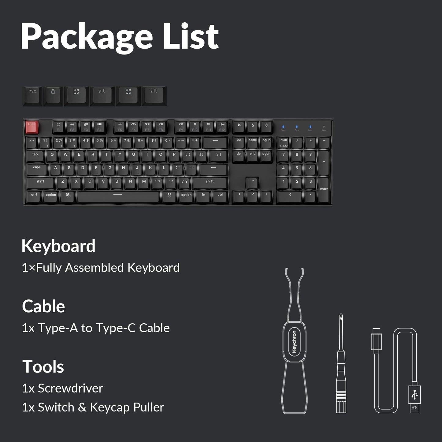 Keychron K10 Full Size 104 Keys Bluetooth Wireless Mechanical Gaming Keyboard for Mac Windows K Pro Brown Switch, Multitasking/White LED Backlight/USB C Wired Computer Keyboard