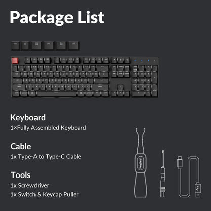 Keychron K10 Full Size 104 Keys Bluetooth Wireless Mechanical Gaming Keyboard for Mac Windows K Pro Brown Switch, Multitasking/White LED Backlight/USB C Wired Computer Keyboard