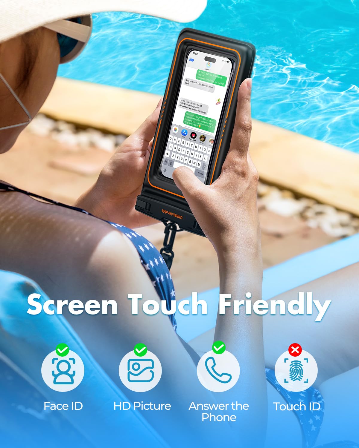 UNBREAKcable Floating Waterproof Phone Pouch 2 Pack, IPX8 Waterproof Phone Case Dry Bag Kayak/Beach/Cruise Travel Essentials, Water Proof Pouch for iPhone 16 15 Pro Max, Samsung S25 Ultra S24 S23-7"