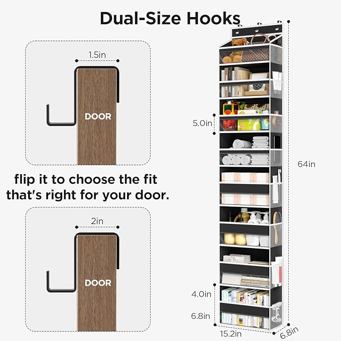 Over The Door Organizer, 8 Shelf Door Hanging Organizers