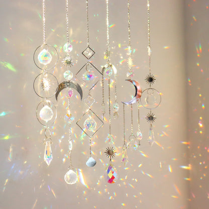 6Pieces Crystal Suncatchers for Window Hanging Sun Catcher with Chain Rainbow Maker Crystal Prisms Decor for Home Garden Party Wedding Ornament Gift Mother Daughter