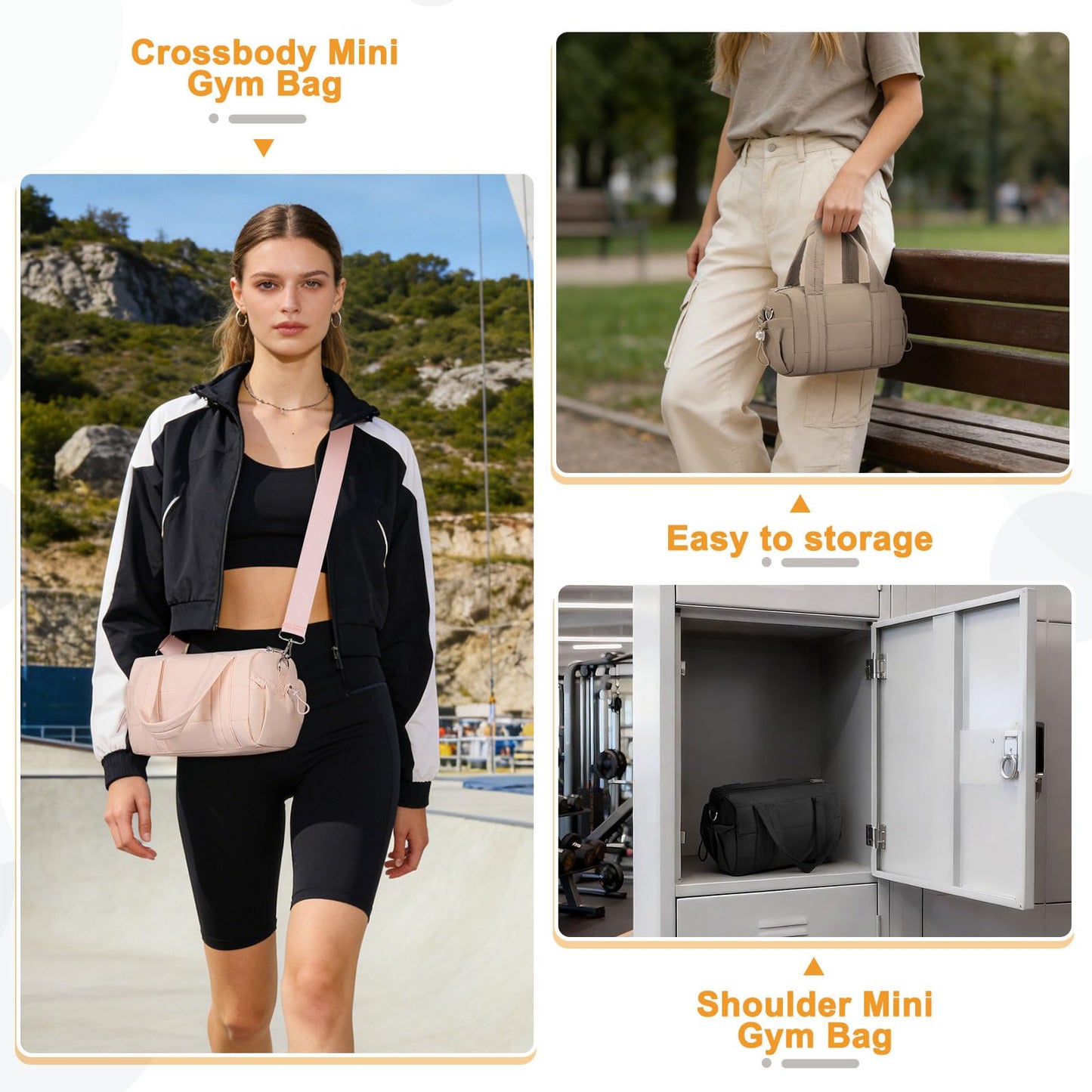 Convgo 8L Mini Gym Bag for Women, Small Size Sport Duffel Bag for Yoga Dance Swimming, Water-Resistant Compact Workout Bag with Adjustable Strap, Brown
