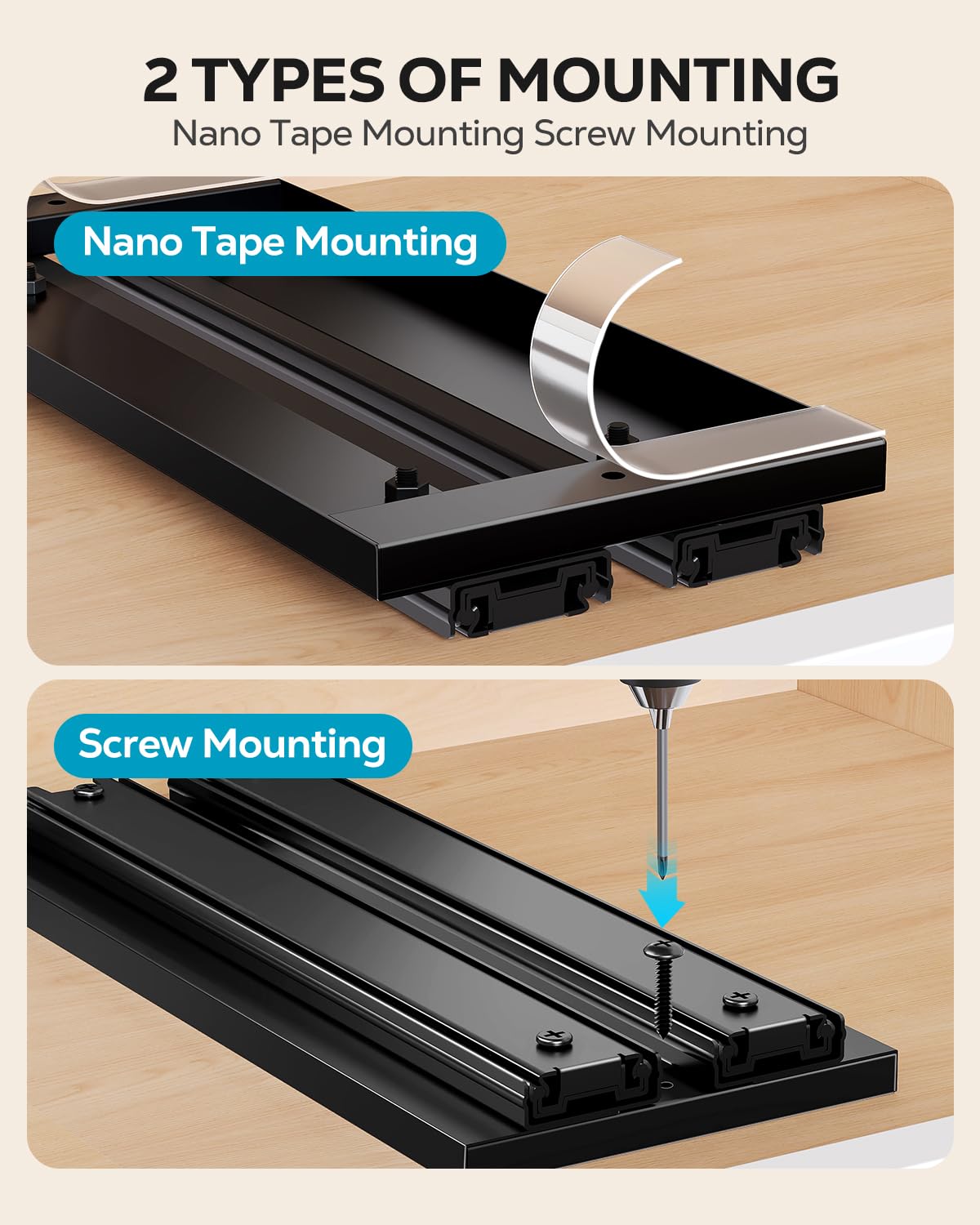 Nieifi Spice Rack Organizer for Cabinet, Vertical Spice Rack Pull Out, Easy to Install, Metal, 4.1''Wx10.35''Dx8.4''H, 2 Pack, 2 Tiers(Black)