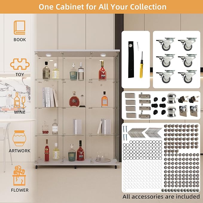 LFT HUIMEI2Y Glass Display Cabinet 12 Shelves