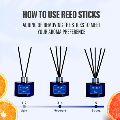 Reed Diffusers Set, 3.7 Oz Scent Diffuser, 6 Reed Diffuser Sticks, Home Fragrance Hyacinth, Peony & Citrus, Aromatherapy Oil Diffuser Reeds, More Masculine Scent, Bathroom & Office Decor 110ml