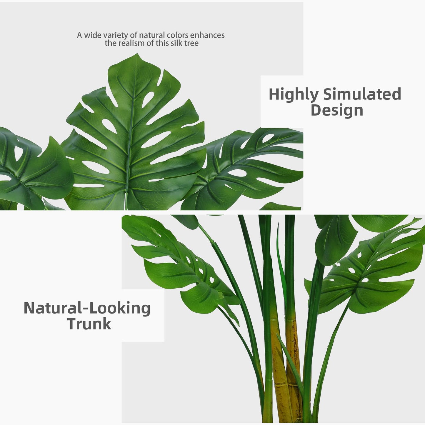 ASTIDY Artificial Monstera Deliciosa Plant 5FT - Faux Tropical Palm Tree with White Tall Planter - Fake Swiss Cheese Floor Plant Potted - Artificial Tree for Home Office Living Room Decor Indoor