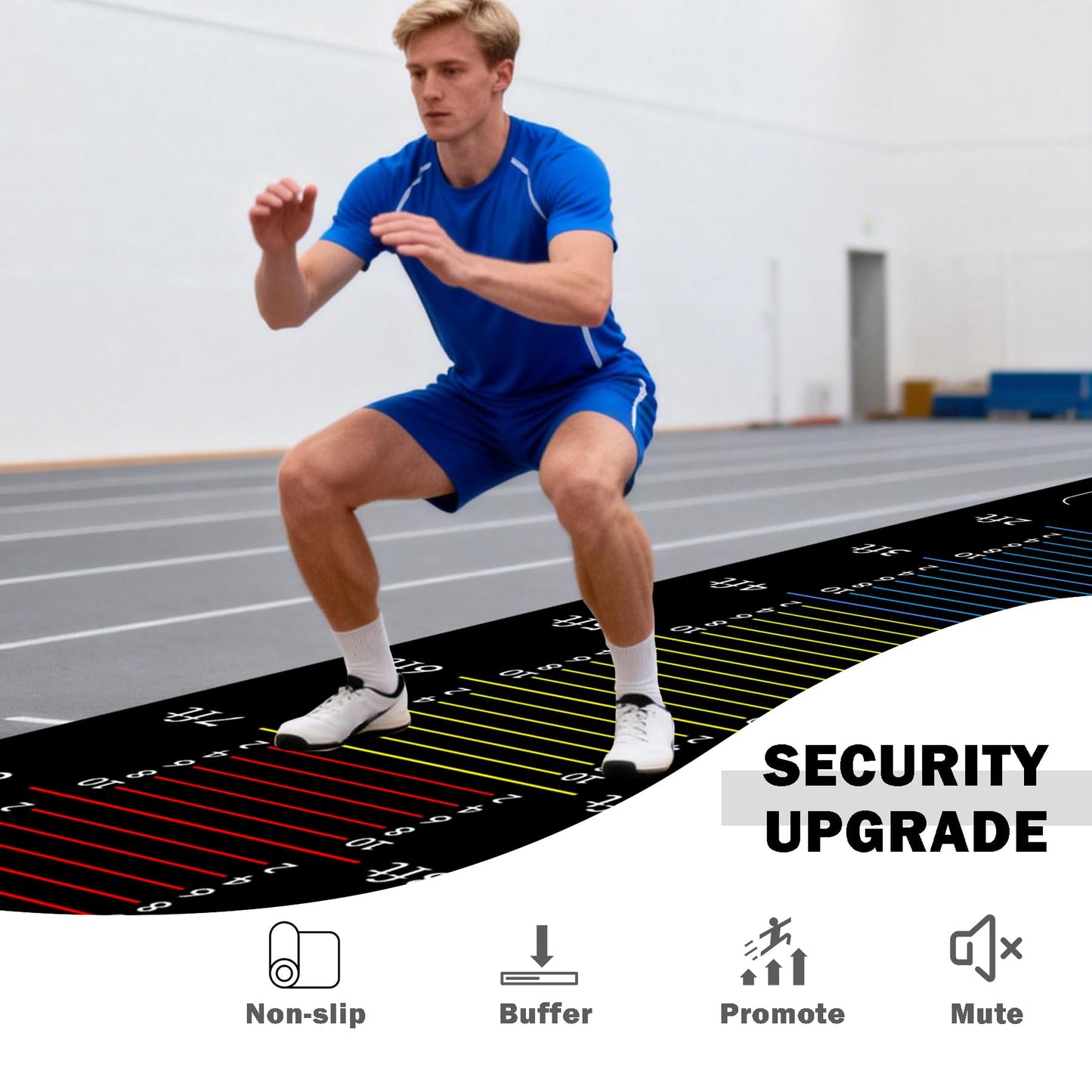 ASENVER Long Standing Jump Mat Non-Slip Broad Measurement Jumping Rope Pad Foldable Yoga Mat for Gym, Outdoor Exercise, Home Workout (Black, 11.5FT X 3FT)