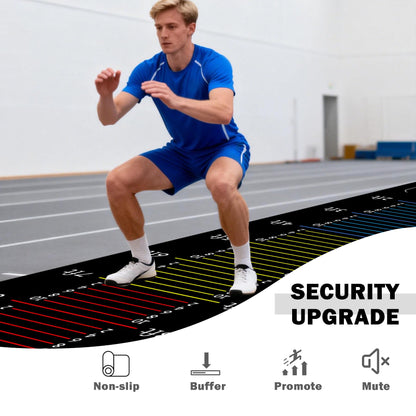 ASENVER Long Standing Jump Mat Non-Slip Broad Measurement Jumping Rope Pad Foldable Yoga Mat for Gym, Outdoor Exercise, Home Workout (Black, 11.5FT X 3FT)