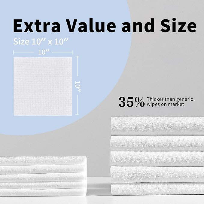 Disposable Face Towels, Ultra Soft Biodegradable Dry Wipes, Makeup Remover