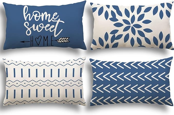 YCOLL Lumbar Pillow Covers 12x20 Set of 4, Modern Sofa Throw Pillow Cover