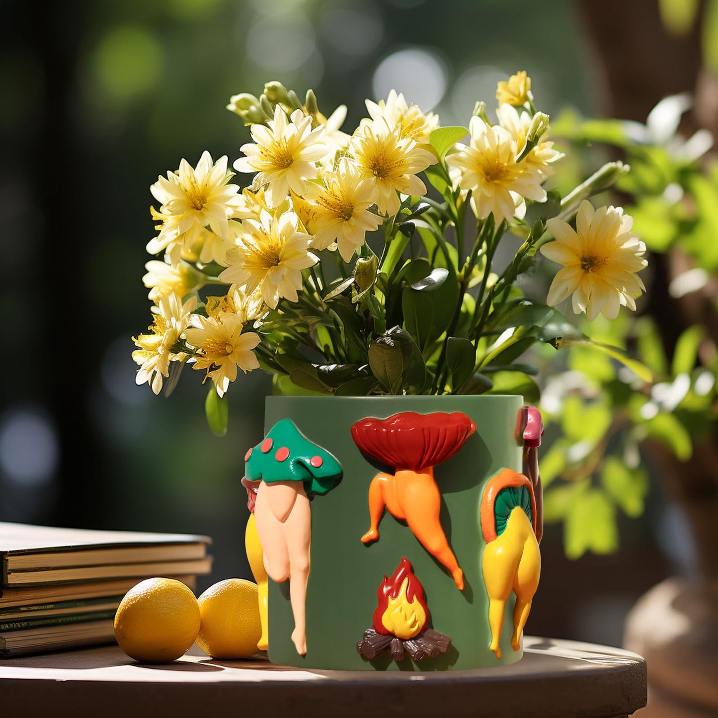 GUGUGO Mushroom Female Body Planters, Unique Dancing Lady Flowers Planter, Cute Quirky Butt Plant Pots for Indoor Plants, Funny Succulent Flower Pot for Home Decor, Eclectic Aesthetic Gift, Green