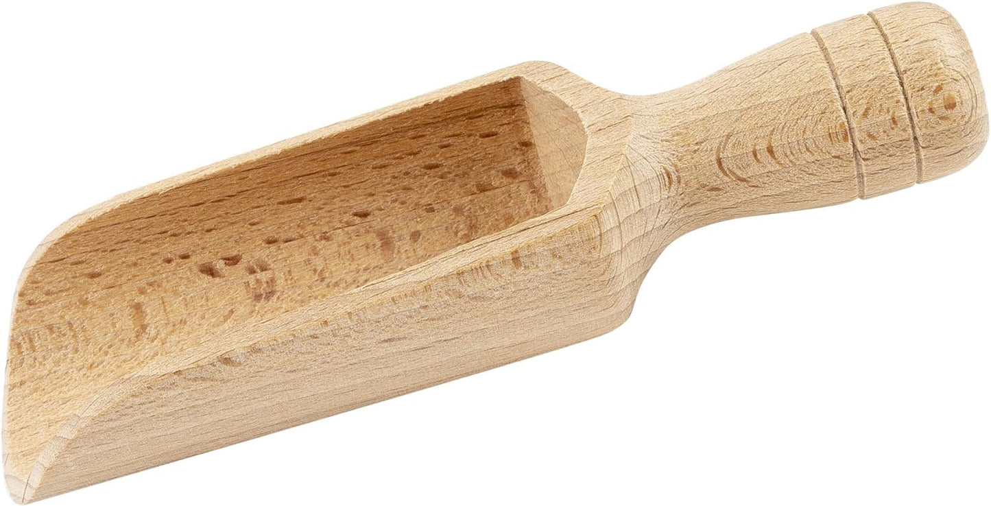 BICB Set of 2 Natural European Beechwood Scoops, 5.5 Inch - Multipurpose Small Wooden Spoon for Flour, Sugar, Coffee & Bath Salts - Durable Kitchen & Laundry Canister Scoop