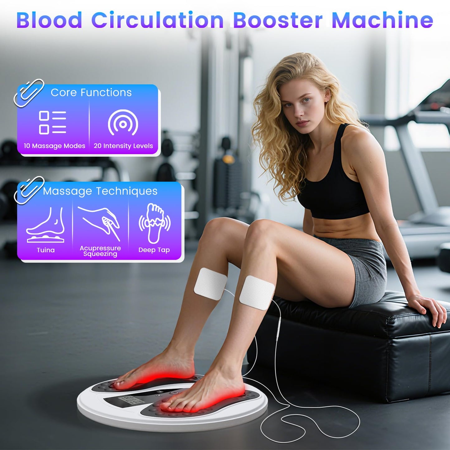 Vonical EMS Foot Massager with Infrared Therapy for Neuropathy,Foot Circulation Stimulator for Pain Relief,10 Modes & 20 Strengths for Plantar Fasciitis,Swelling,Cramps,RLS