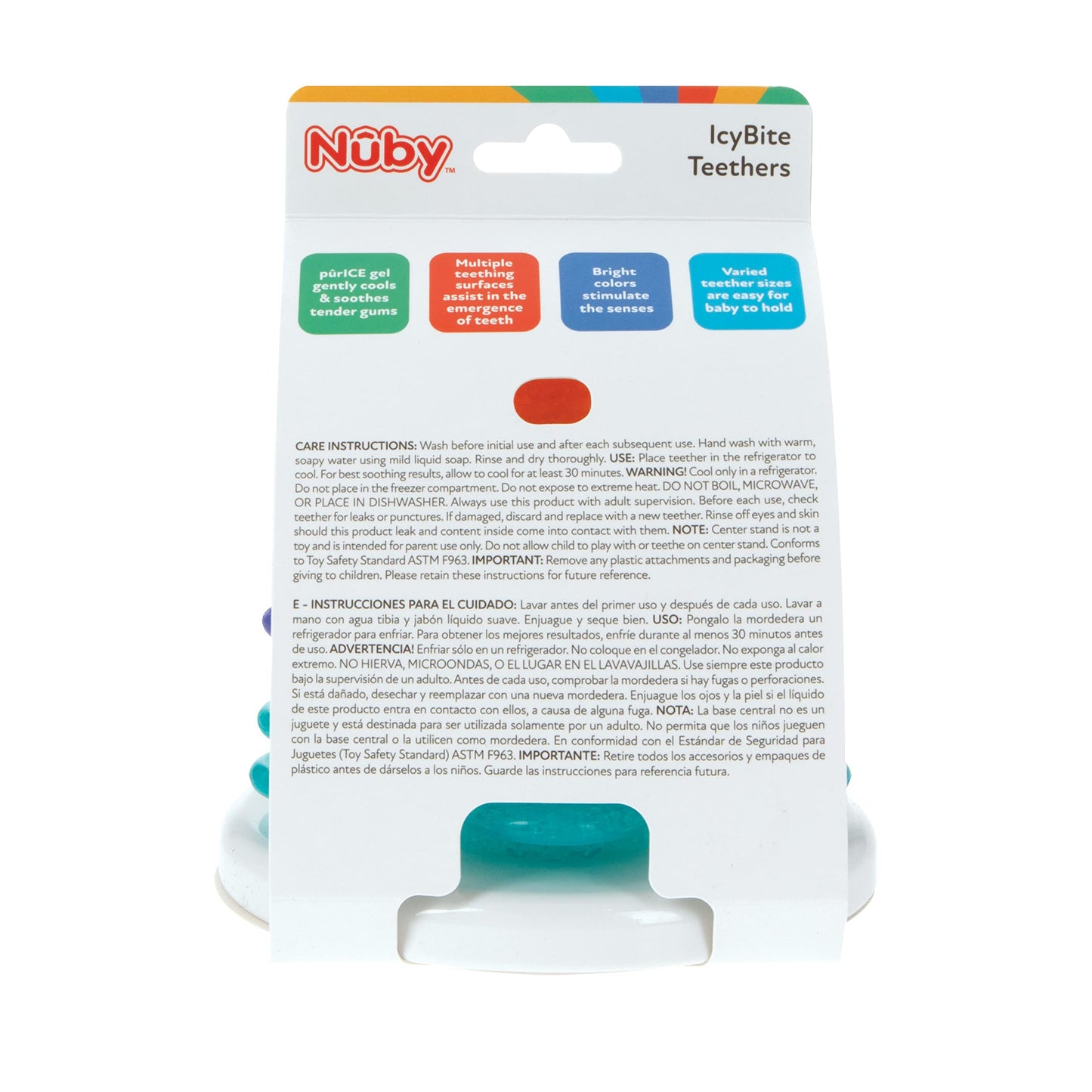 Nuby IcyBite Teethers for Teething Relief - Soft BPA-Free Baby Teething Toy - 3+ Months - Ocean Rings