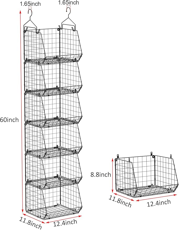 6 Tier Closet Hanging Organizer, Clothes Hanging Shelves